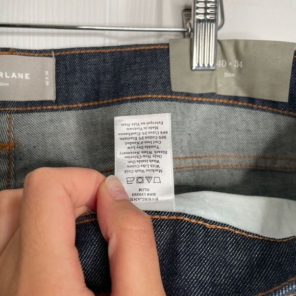 Everlane Slim Dark Wash Blue Cotton Blend Denim Jeans Men's Size 40x34 NWT - Picture 7 of 9